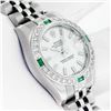 Image 8 : Rolex Ladies Stainless Steel White Index Emerald and Diamond Datejust Wristwatch