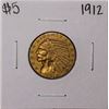 Image 1 : 1912 $5 Indian Head Half Eagle Gold Coin