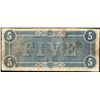 Image 2 : 1864 $5 Confederate States of America Note