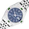 Rolex Ladies Stainless Steel Blue Index Emerald and Diamond Datejust Wristwatch