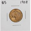 Image 1 : 1908 $5 Indian Head Half Eagle Gold Coin