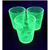 Image 1 : (3x Bid Price) (3) Uranium Glass Tumblers (One is Chipped at the Bottom)