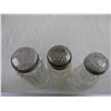 Image 2 : (3) Clear Salt and Pepper Shakers