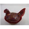 Image 2 : Carnival (or Red) Glass Hen on Nest (6.5" Long)