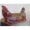 Image 8 : Carnival (or Red) Glass Hen on Nest (6.5" Long)