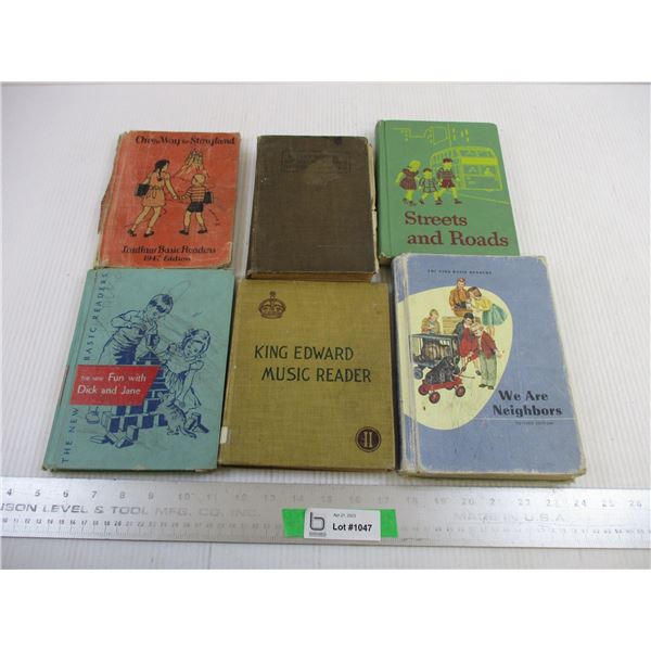 (6) Vintage Readers (Streets and Roads, King Edward Music, Dick and Jane)