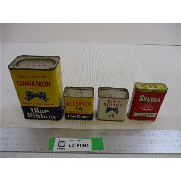 (3) Blue Ribbon Spice Tins + Seneca Tin