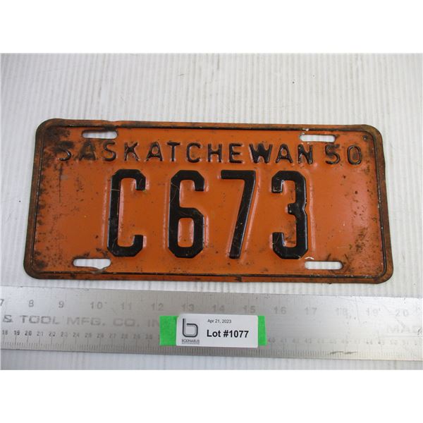 1950 Saskatchewan License Plate (Low Number)