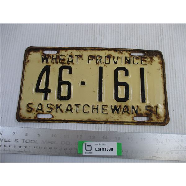 1951 Saskatchewan Wheat Province License Plate