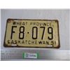 Image 1 : 1951 Saskatchewan Wheat Province License Plate