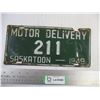 Image 1 : 1949 Motor Delivery Saskatoon Low Number Plate