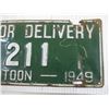 Image 3 : 1949 Motor Delivery Saskatoon Low Number Plate