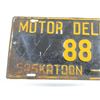 Image 2 : 1950 Motor Delivery Saskatoon Low Number Plate