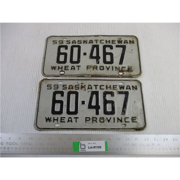 Pair of 1959 Saskatchewan Wheat Province License Plates