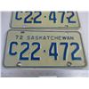 Image 2 : Pair of 1972 Saskatchewan License Plates