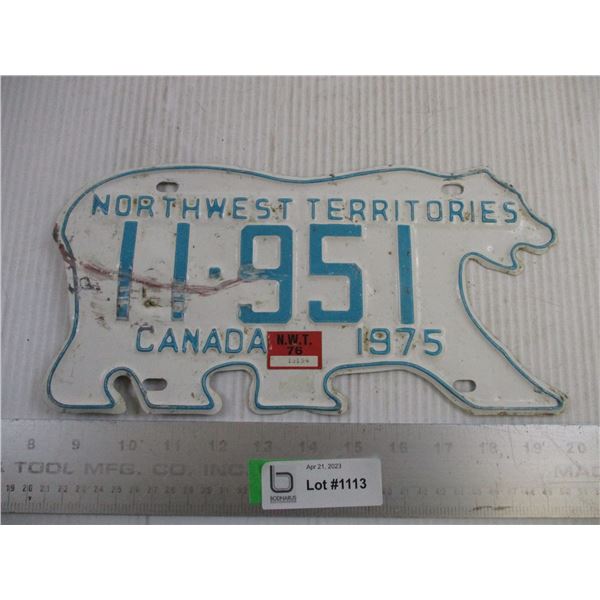 1975 Northwest Territories Polar Bear License Plate