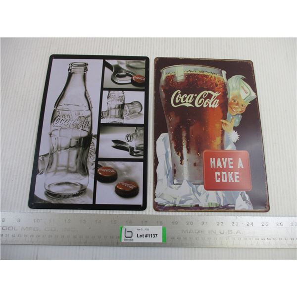 (2) Tin Coca-Cola Signs (8X11)