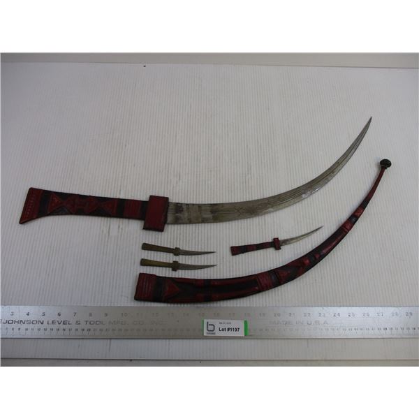 Oriental Styled Sword w/ (3) Daggers (Consigner says Sheath is From Timbuktu)