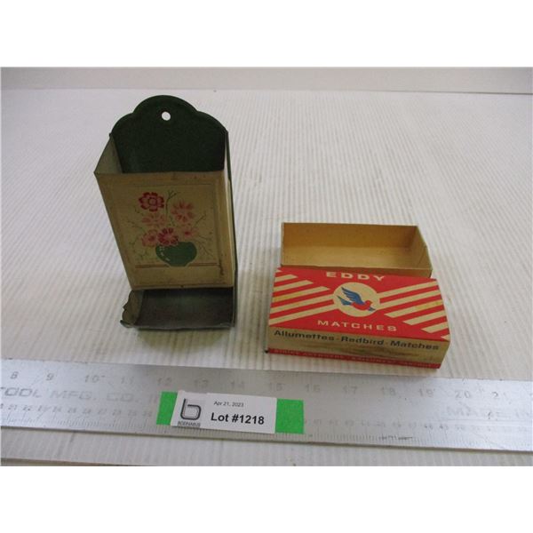 Vintage Matchbox Holder w/ Box