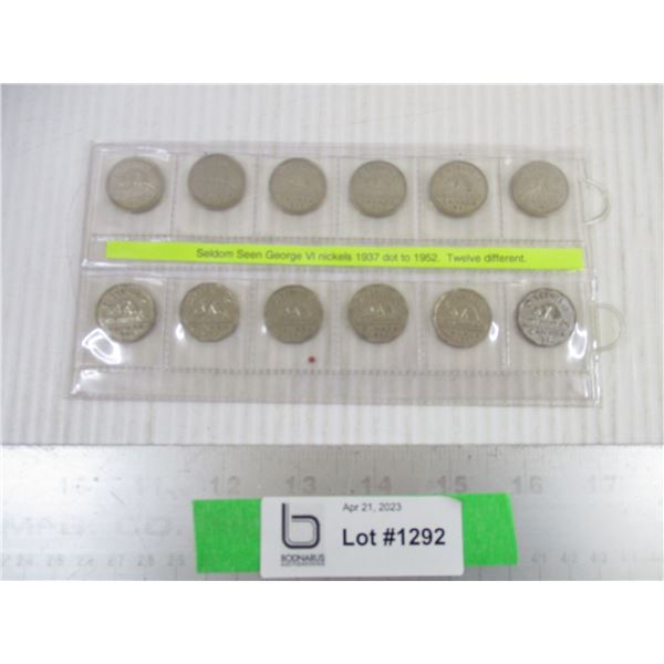 ^(12)Canadian King George V Nickels (1937-1952)