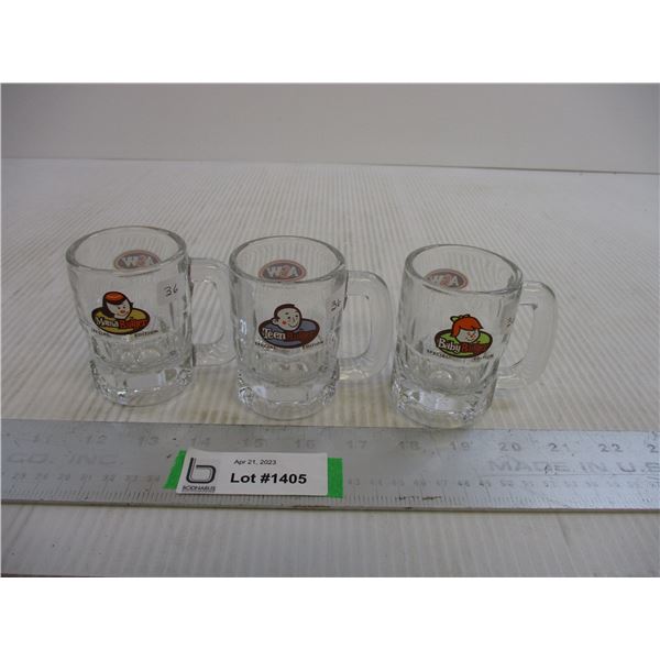 (3) A&W Glass Baby Mugs