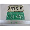 Image 1 : (2) 1961 Saskatchewan License Plates #F39-615 & 1969 #C31-448