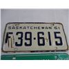 Image 2 : (2) 1961 Saskatchewan License Plates #F39-615 & 1969 #C31-448