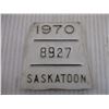 Image 2 : 1970 Saskatoon #8927 Bicycle License Plate