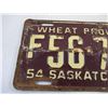 Image 2 : 1954 Saskatchewan #F56-796 License Plate