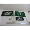 Image 1 : Lot of 4 Saskatchewan Roughriders Items ( Window Flags, Vanity Plate, Etc.)