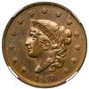Image 2 : 1837 N-5 R2 Plain Hair Cord, Medium Letters NGC graded MS62 Brown