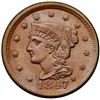 Image 2 : 1847 N-19 R1 Repunched 84 ANACS graded MS62 Brown