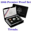 Image 1 : 1998 United States Premier Silver Proof Set in Display case. 5 Coins Inside!