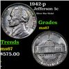 Image 1 : 1942-p Jefferson Nickel 5c Grades GEM++ Unc