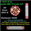 Image 1 : Shotgun Lincoln 1c roll, 1957-d 50 pcs Bank Wrapper.