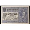 Image 2 : 1917 Germany 5 Mark Banknote (WWI Issue) P# 56b Grades vf+