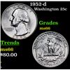 Image 1 : 1952-d Washington Quarter 25c Grades GEM+ Unc