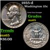Image 1 : 1955-d Washington Quarter 25c Grades GEM Unc