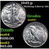 Image 1 : 1945-p Walking Liberty Half Dollar 50c Grades Select+ Unc