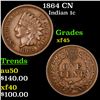 Image 1 : 1864 CN Indian Cent 1c Grades xf+