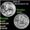 Image 1 : 1951-d Washington Quarter 25c Grades GEM++ Unc