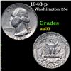 Image 1 : 1940-p Washington Quarter 25c Grades Select AU