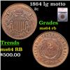 Image 1 : 1864 lg motto Two Cent Piece 2c Graded ms64 rb By SEGS