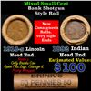 Image 1 : Mixed small cents 1c orig shotgun roll, 1918-s Wheat Cent, 1892 Indian Cent other end, Brinks Wrappe