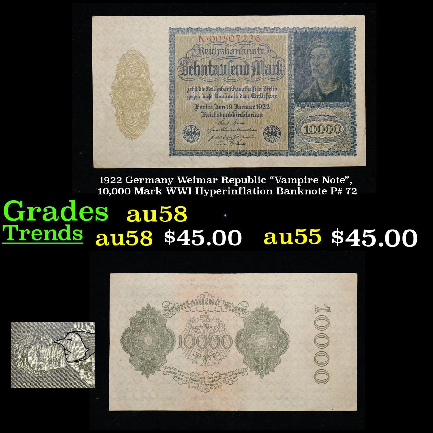German Vampire Note 1922 Germany Weimar Republic