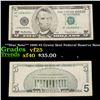 Image 1 : **Star Note** 1999 $5 Green Seal Federal Reserve Note Grades vf+