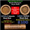 Image 1 : Mixed small cents 1c orig shotgun roll, 1916-d Wheat Cent, 1899 Indian Cent other end, Brinks Wrappe