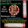 Image 1 : Shotgun Lincoln 1c roll, 1957-d 50 pcs Bank Wrapper.