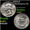 Image 1 : 1952-d Washington Quarter 25c Grades GEM Unc