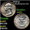Image 1 : 1941-p Washington Quarter 25c Grades GEM+ Unc